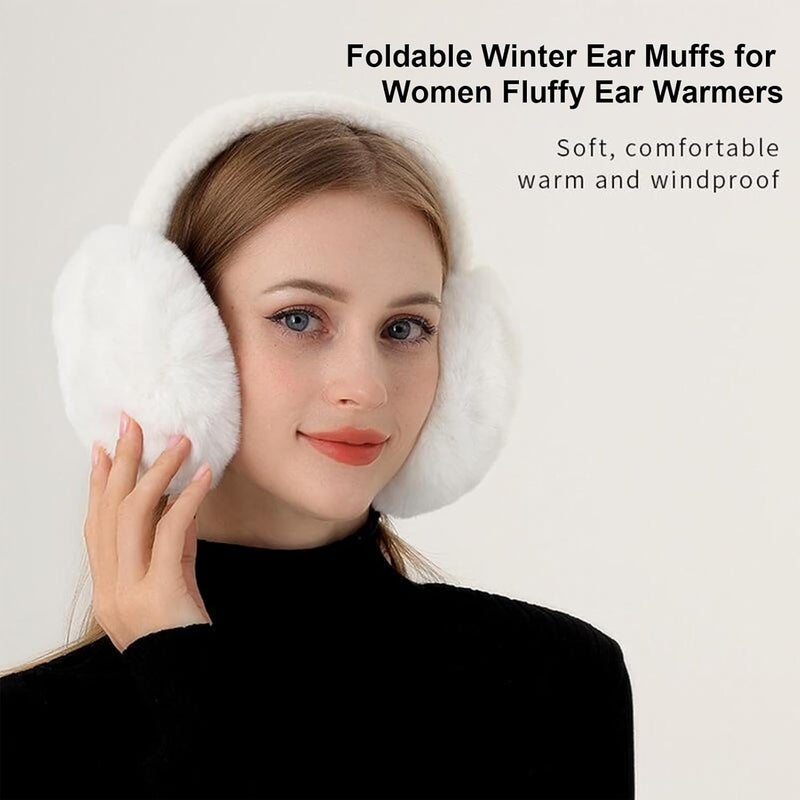 CHUANGLI Foldable Ear Muffs for Women Cold Weather Fluffy Earmuffs Winter Warm Headband Cute Slouchy Ear Warmers - Image 2